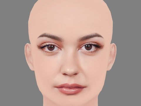 Carla Diaz Head - No Hair - Low poly head for game Model 3D