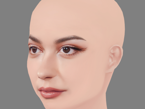 Carla Diaz Head - No Hair - Low poly head for game Model 3D