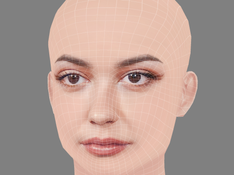 Carla Diaz Head - No Hair - Low poly head for game Model 3D