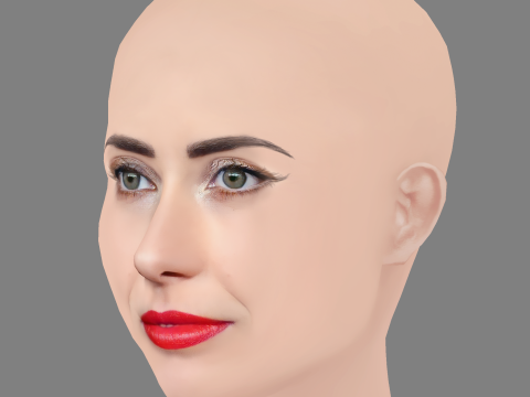 Carmen Aub Head - No Hair - Low poly head for game Modelo 3D