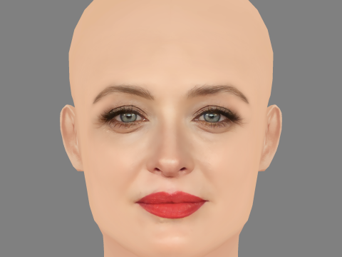 Carolina Crescentini Head - No Hair - Low poly head for game Modelo 3D