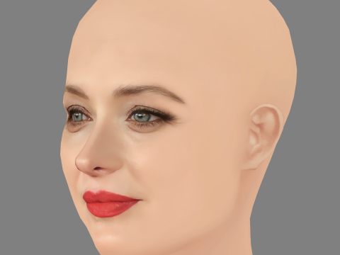 Carolina Crescentini Head - No Hair - Low poly head for game Modelo 3D