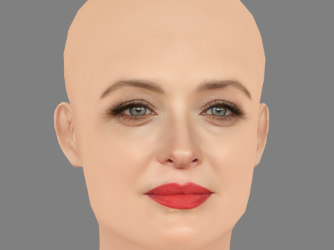 Carolina Crescentini Head - No Hair - Low poly head for game Modelo 3D