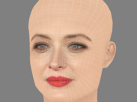 Carolina Crescentini Head - No Hair - Low poly head for game Modelo 3D
