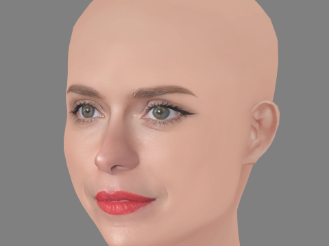 Carolina Dieckmann Head - No Hair - Low poly head for game 3D-Modell