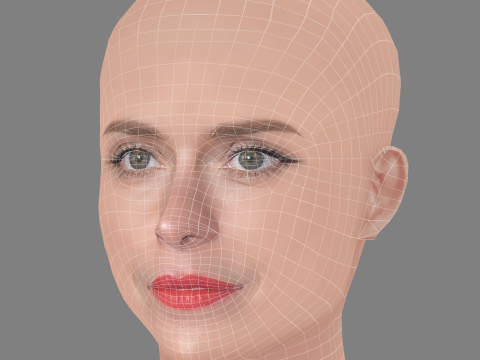 Carolina Dieckmann Head - No Hair - Low poly head for game 3D-Modell