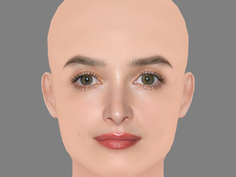 Charlotte Le Bon Head - No Hair - Low poly head for game Model 3D