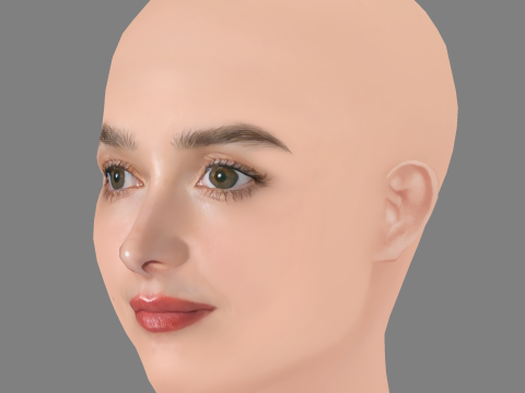 Charlotte Le Bon Head - No Hair - Low poly head for game Model 3D
