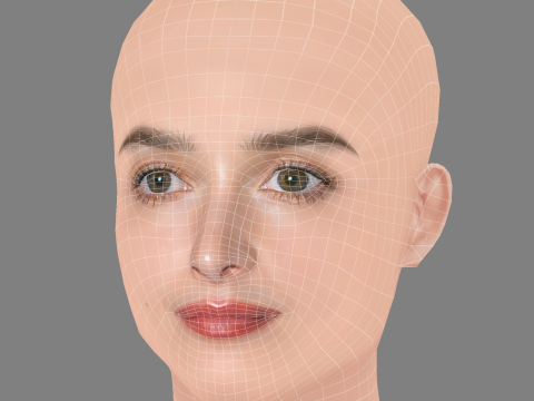 Charlotte Le Bon Head - No Hair - Low poly head for game Model 3D