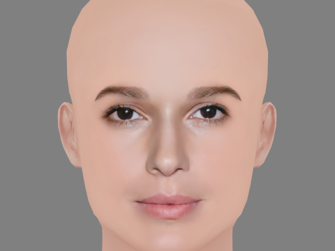 Chiara Baschetti Head - No Hair - Low poly head for game 3D 모델