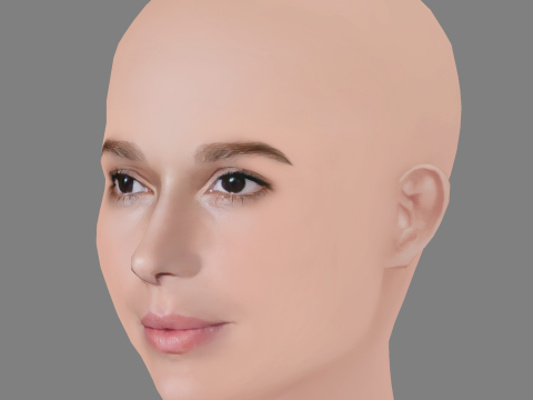 Chiara Baschetti Head - No Hair - Low poly head for game 3D 모델