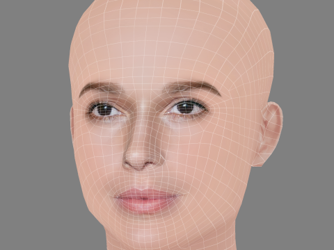Chiara Baschetti Head - No Hair - Low poly head for game 3D 모델