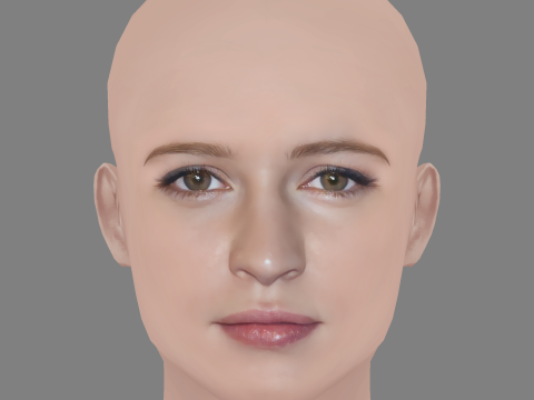 Christa Theret Head - No Hair - Low poly head for game Modelo 3D