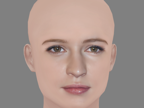 Christa Theret Head - No Hair - Low poly head for game Modelo 3D