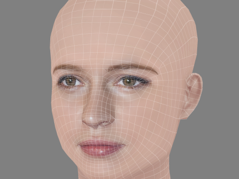 Christa Theret Head - No Hair - Low poly head for game Modelo 3D