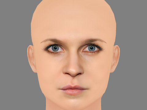 Clemence Poesy Head - No Hair - Low poly head for game 3D Model