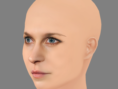 Clemence Poesy Head - No Hair - Low poly head for game 3D Model