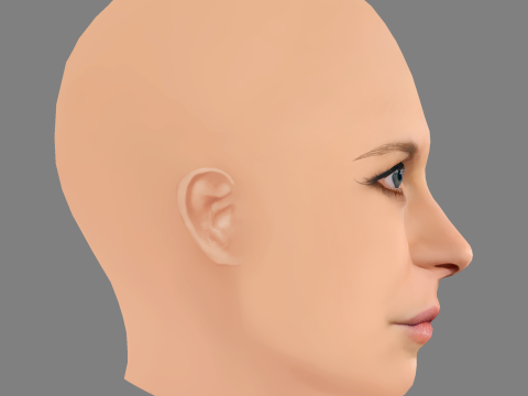 Clemence Poesy Head - No Hair - Low poly head for game 3D Model