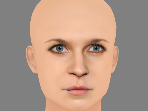 Clemence Poesy Head - No Hair - Low poly head for game 3D Model