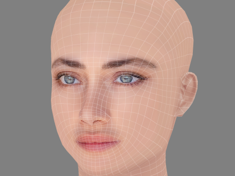 Denise Capezza Head - No Hair - Low poly head for game 3D Model