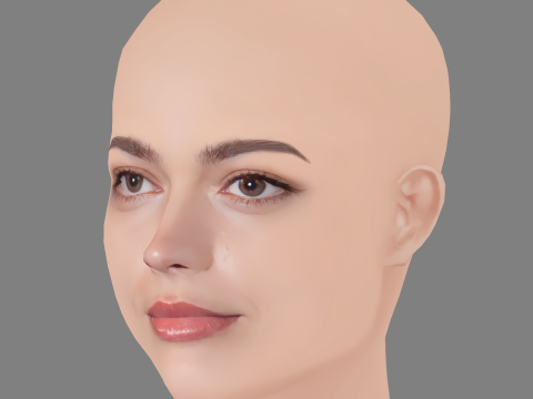 Emma Mackey Head - No Hair - Low poly head for game 3D Model