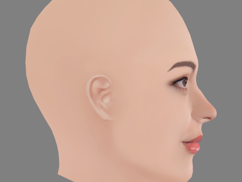 Emma Mackey Head - No Hair - Low poly head for game 3D Model