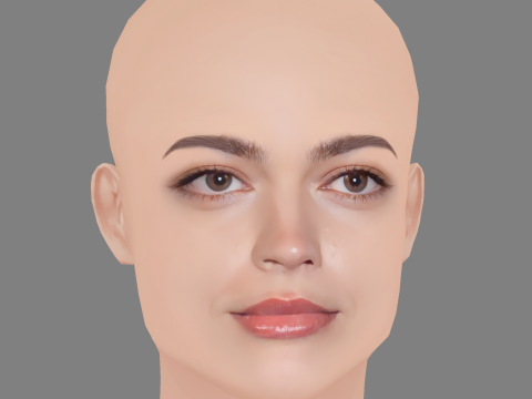 Emma Mackey Head - No Hair - Low poly head for game 3D Model
