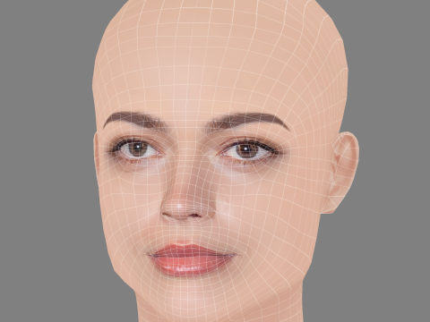 Emma Mackey Head - No Hair - Low poly head for game 3D Model