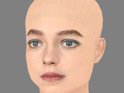 Esme Creed-Miles Head - No Hair - Low poly head for game Modello 3D