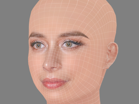 Esmeralda Pimentel Head - No Hair - Low poly head for game 3D 模型