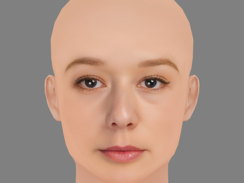 Alba August Head - No Hair - Low poly head for game 3D Модель