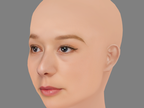 Alba August Head - No Hair - Low poly head for game 3D Модель