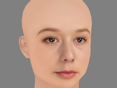 Alba August Head - No Hair - Low poly head for game 3D Модель