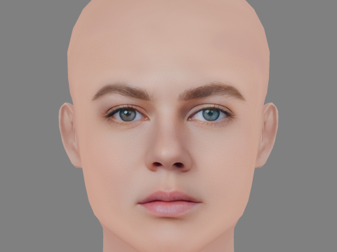 Alicia von Rittberg Head - No Hair - Low poly head for game 3D Model