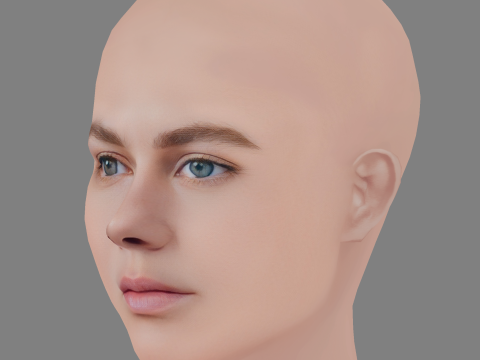 Alicia von Rittberg Head - No Hair - Low poly head for game 3D Model