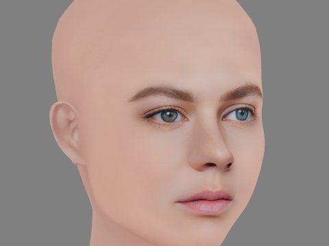 Alicia von Rittberg Head - No Hair - Low poly head for game 3D Model