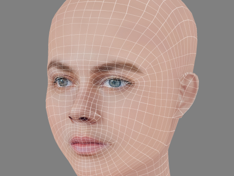 Alicia von Rittberg Head - No Hair - Low poly head for game 3D Model