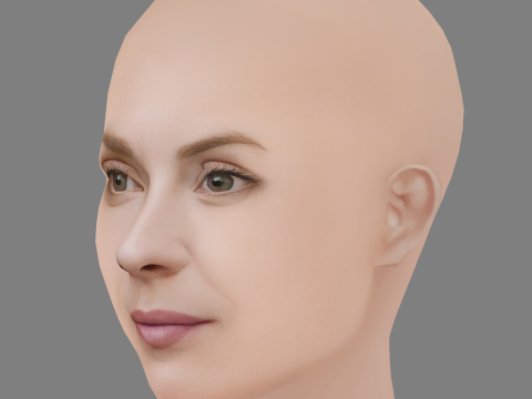 Aliette Opheim Head - No Hair - Low poly head for game 3D Model