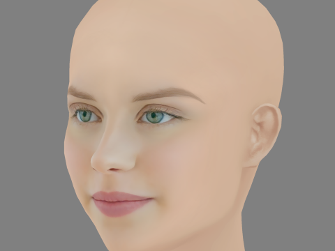 Andrea Heick Gadeberg Head - No Hair - Low poly head for game 3D Model