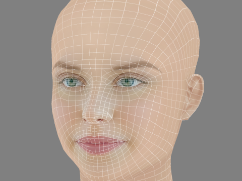 Andrea Heick Gadeberg Head - No Hair - Low poly head for game 3D Model