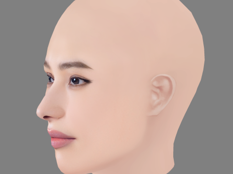 Aya Omasa Head - No Hair - Low poly head for game Modelo 3D