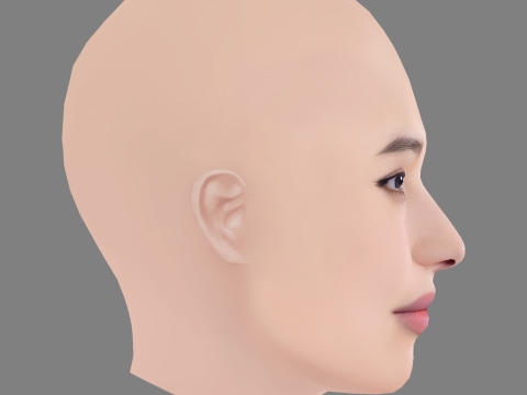 Aya Omasa Head - No Hair - Low poly head for game Modelo 3D