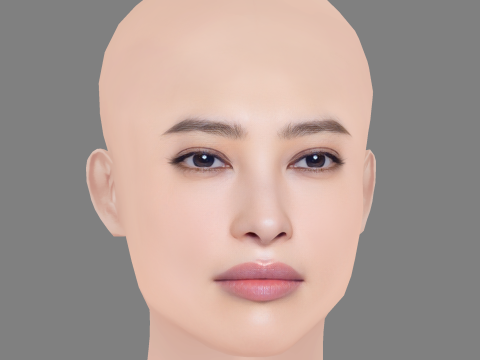 Aya Omasa Head - No Hair - Low poly head for game Modelo 3D