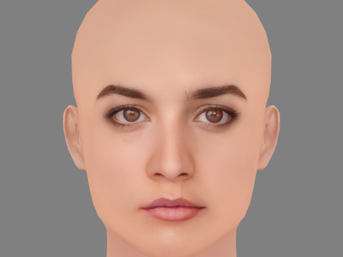 Barbara Branco Head - No Hair - Low poly head for game Modello 3D
