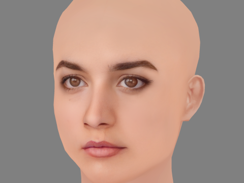 Barbara Branco Head - No Hair - Low poly head for game Modello 3D