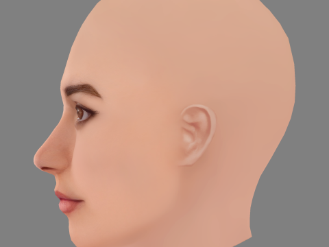 Barbara Branco Head - No Hair - Low poly head for game Modello 3D