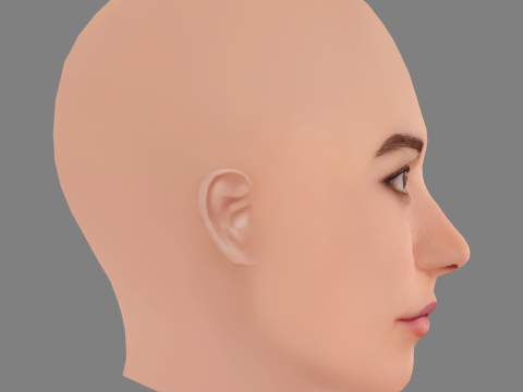 Barbara Branco Head - No Hair - Low poly head for game Modello 3D