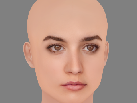 Barbara Branco Head - No Hair - Low poly head for game Modello 3D