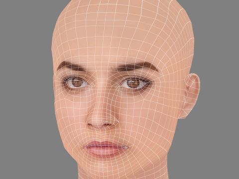 Barbara Branco Head - No Hair - Low poly head for game Modello 3D