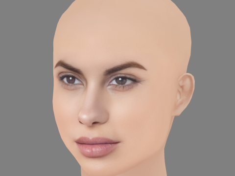 Carolina Loureiro Head - No Hair - Low poly head for game 3D 模型